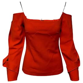 Roland Mouret-Roland Mouret Brigham Cold-shoulder Top in Orange Viscose-Orange