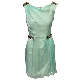 Matthew Williamson Vestido Curto Enfeitado em Seda Verde Verde