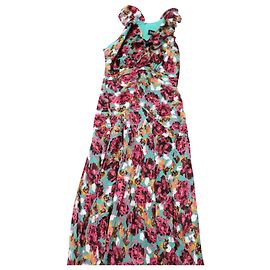 Autre Marque Abito midi Saloni con volant floreali in rayon multicolor Altro