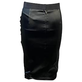 Dolce & Gabbana-Dolce & Gabbana Ruched Pencil Skirt in Black Acetate-Black