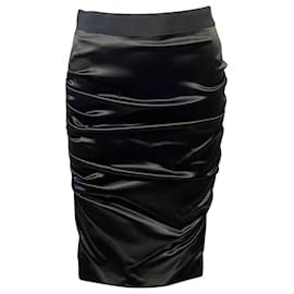 Dolce & Gabbana-Dolce & Gabbana Ruched Pencil Skirt in Black Acetate-Black