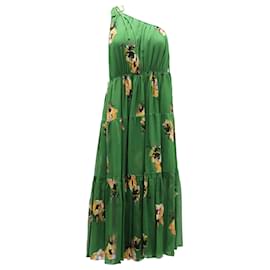 A.L.C-BEIM.l.C. Tenley Flroal One-Shoulder-Kleid aus grüner Seide-Grün