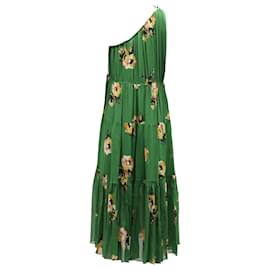 A.L.C-BEIM.l.C. Tenley Flroal One-Shoulder-Kleid aus grüner Seide-Grün