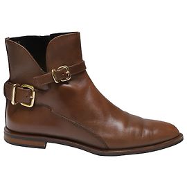 Tod's Tods Ankle Boots with Strap Detail in Brown Leather Brown