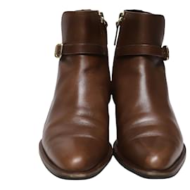 Tod's-Tods Ankle Boots with Strap Detail in Brown Leather-Brown