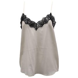 The Kooples Camisole Top with Lace in White Silk White