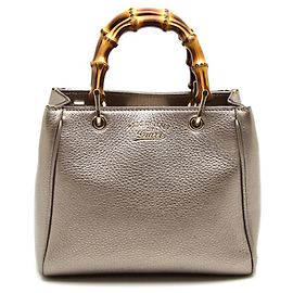 [Usado] Gucci Bambu 2Bolsa WAY Couro bronze / ferragens em metal dourado Dourado Bronze