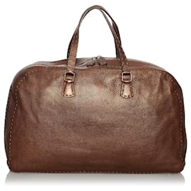 Fendi-Sac à main Fendi en cuir marron Selleria-Marron