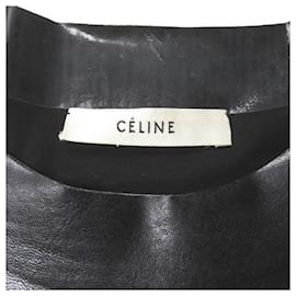 Céline-[Used] CELINE Made in France Faux leather switching stretch cut and sewn 2 0K77 3531 S Black long sleeve pullover tops-Black