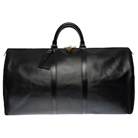 Louis Vuitton-The very chic Louis Vuitton “Keepall” travel bag 55 cm in black epi leather-Black