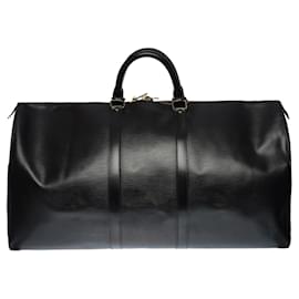 Louis Vuitton-The very chic Louis Vuitton “Keepall” travel bag 55 cm in black epi leather-Black
