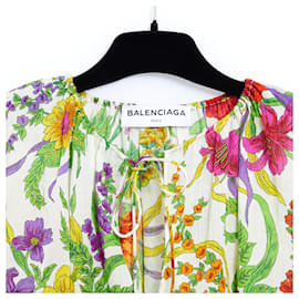 Balenciaga-FLOWER SILK CREPON FR38/40-Blanc