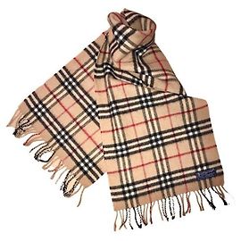 BURBERRY Vintage-Schal aus Lammwolle Mehrfarben  Beige