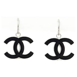 Chanel-xl cc on hoops black enamel-Argenté
