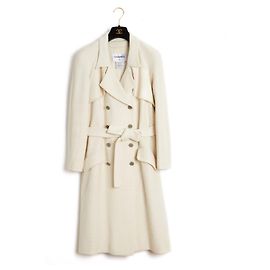 Chanel TRENCH COAT MARFIM TWEED38/40 PRISTINE Cru
