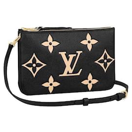 Louis Vuitton-Cartera de mano con cremallera y forro LV-Negro