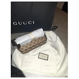 Gucci-Monogram Belt Bag Dark Brown-Beige
