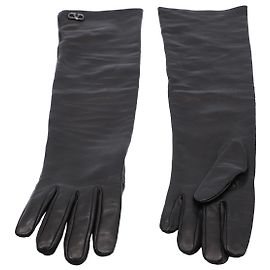 Luvas Valentino em couro preto Preto