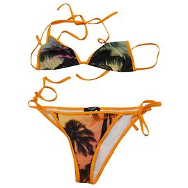 Bikini Imprimé Palmiers Balmain en Polyamide Orange Orange