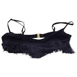 Stella Mc Cartney Stella McCartney Haut de Bikini Brassière à Franges en Nylon Bleu Marine Bleu Marine