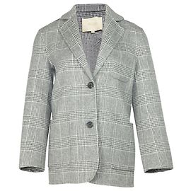 Maje Garionette Plaid Blazer in Grey Wool  Grey