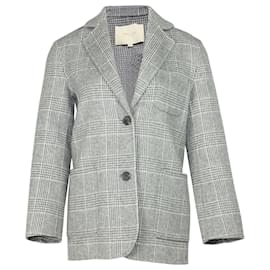 Maje-Maje Garionette Plaid Blazer in Grey Wool -Grey