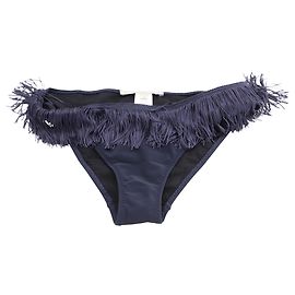Stella Mc Cartney Stella McCartney Bikini-Tanga mit Fransen aus marineblauem Polyamid Marineblau