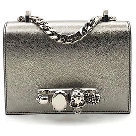 Alexander McQueen mini bolsa com soco em couro dourado antigo Dourado Metálico
