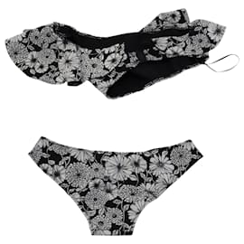 Lisa Marie Fernandez-Lisa Marie Fernandez One-Shoulder-Bikini mit Blumenmuster aus schwarzem Polyamid-Andere