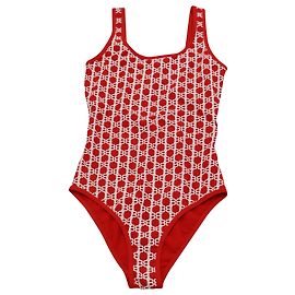 Balmain Monogram Logo Swimsuit in Red Nylon Other