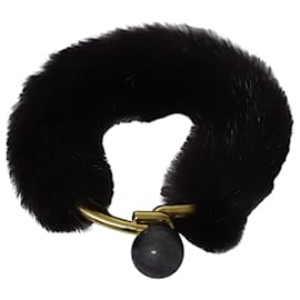 Céline-Céline Mink Fur Bracelet in Black Fur-Black