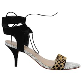 Loeffler Randall-Loeffler Randal Ambrose Lace Up Sandals in Cheetah and Black Leather-Other