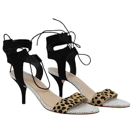 Loeffler Randall-Loeffler Randal Ambrose Lace Up Sandals in Cheetah and Black Leather-Other,Python print