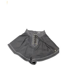 Pantaloncini con lacci a righe Zimmermann in seta nera Nero