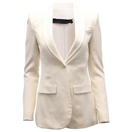 The Row Single Breasted Blazer in White Silk White Cream