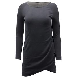 Theory – Langärmliges, drapiertes Jersey-Kleid aus schwarzer Wolle Schwarz