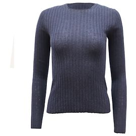 Gerippter Vince-Pullover aus marineblauem Kaschmir Blau Marineblau