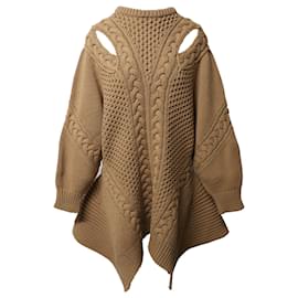 Alexander Mcqueen-Alexander McQueen Cutout Sweater Dress in Beige Wool-Beige
