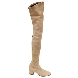 Valentino Stretch Overknee-Stiefel aus beigem Wildleder Beige