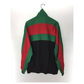 Gucci-GUCCI Chaqueta de nailon extragrande / S / nailon / GRN / RED / BLK / track jacket-Verde