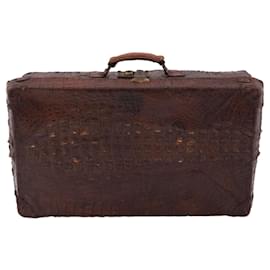 Autre Marque-Antica valigia in coccodrillo-Marrone