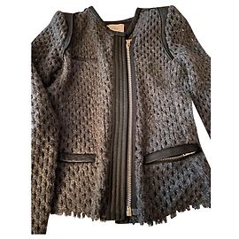 Iro Leather and Wool Jacket Dark Grey Dark grey
