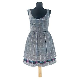 Robe en coton gris Free People Multicolore Gris