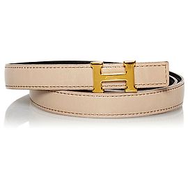 Hermès Cinturón de cuero Constanza marrón Hermes Castaño Beige Dorado