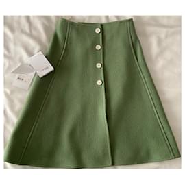 Courreges-COURRÈGE flared skirt, 100% laine-Green
