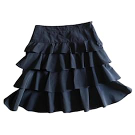 Adolfo Dominguez-Black ruffled skirt Adolfo Dominguez polyester and cotton T. 36-Black