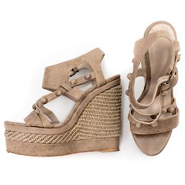 Balenciaga wedge in grey leather with studs Grey