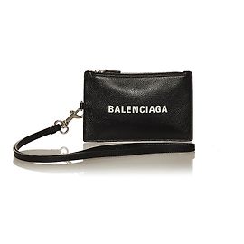 Cartera de cuero negra Everyday de Balenciaga Negro Blanco