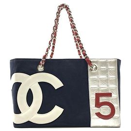 [Usato] CHANEL Chanel n5 Borsa tote catena Borsa a tracolla Canvas Navy Silver Argento Blu navy