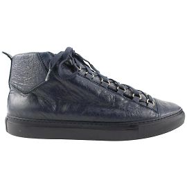 Balenciaga men's 44 Navy Leather Arena Sneakers 7BA113 Other